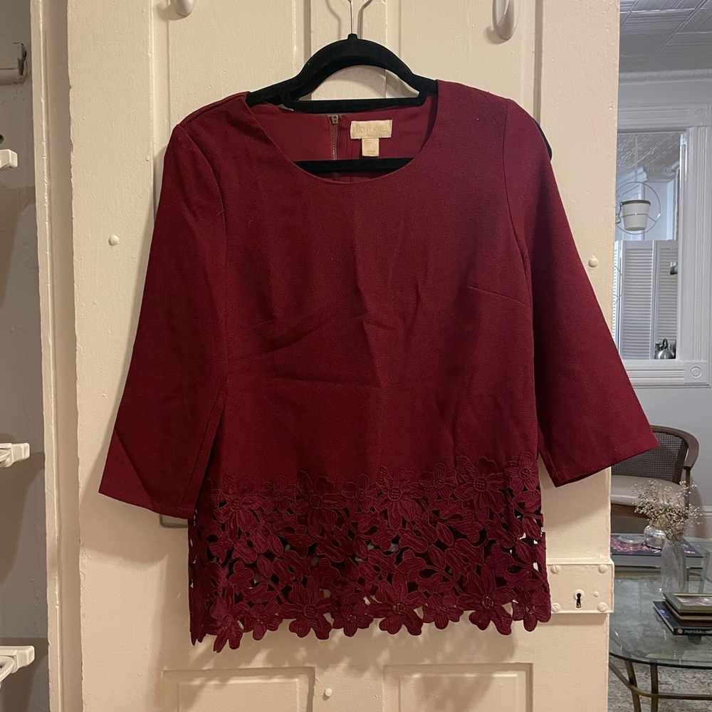 Maroon tunic with lace detail